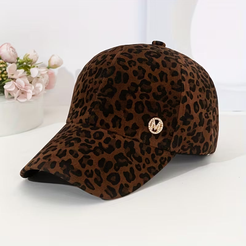 Leopard Print Rhinestone Hat