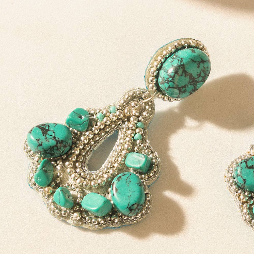 MYRA Sonoran Stone Halo Earrings in Desert Aqua