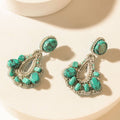 MYRA Sonoran Stone Halo Earrings in Desert Aqua