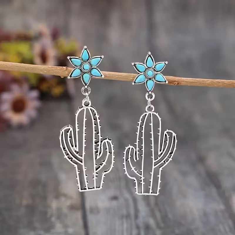 Turquoise Cactus Earrings