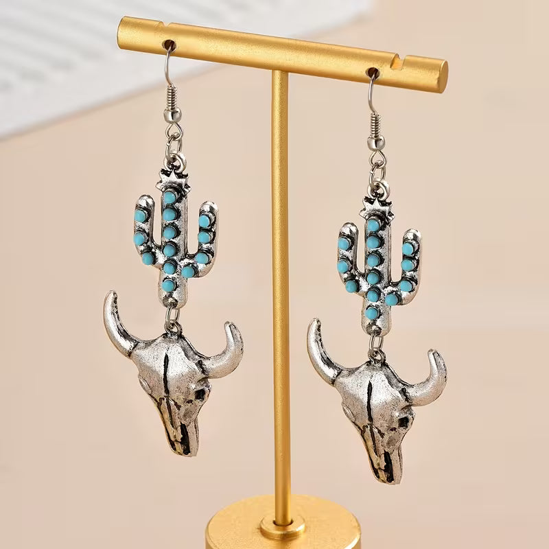 Cactus Skull Earrings