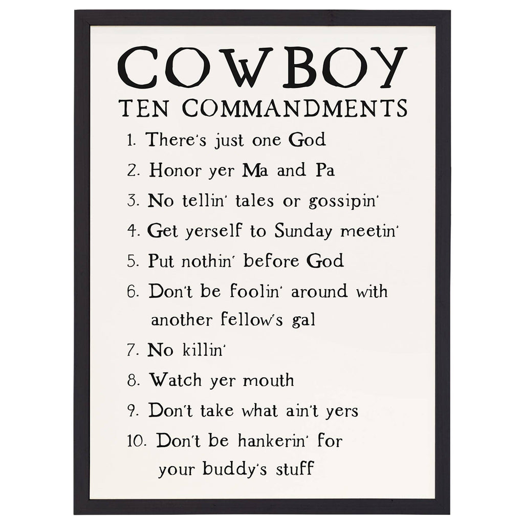 Cowboy 10 Commandments - Thin Frame Rectangle