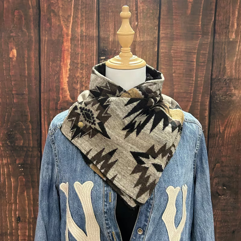 Button Up Scarf BRN AZT