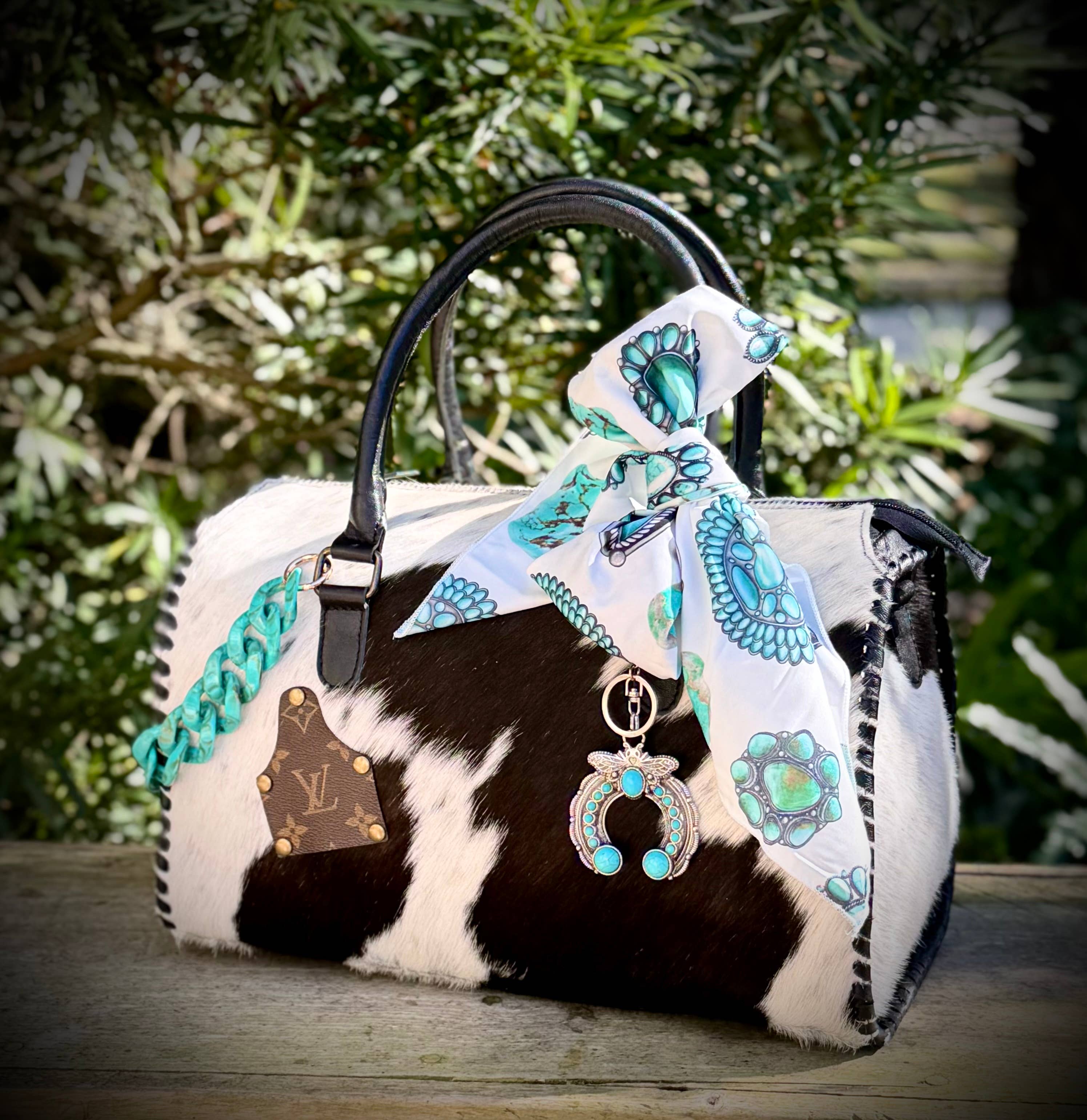 Upcycled LV Cowhide Leather Speedy Top Handle Bag