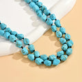Double Layered Long Turquoise Necklace