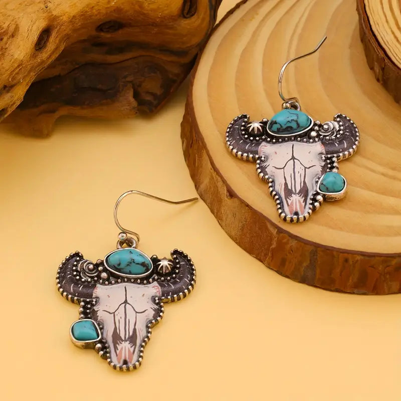 Painted Cow Head Earrings