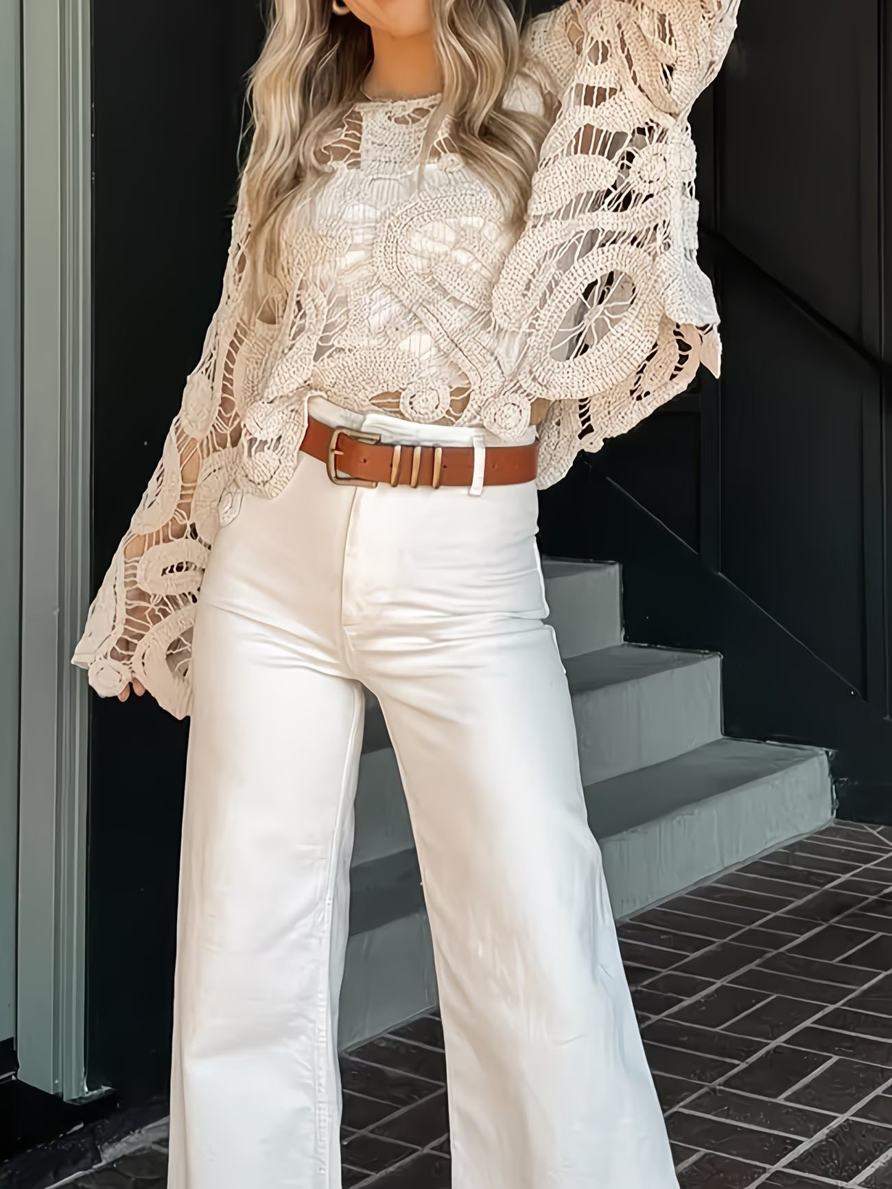 Lace Patchwork Pullover Top