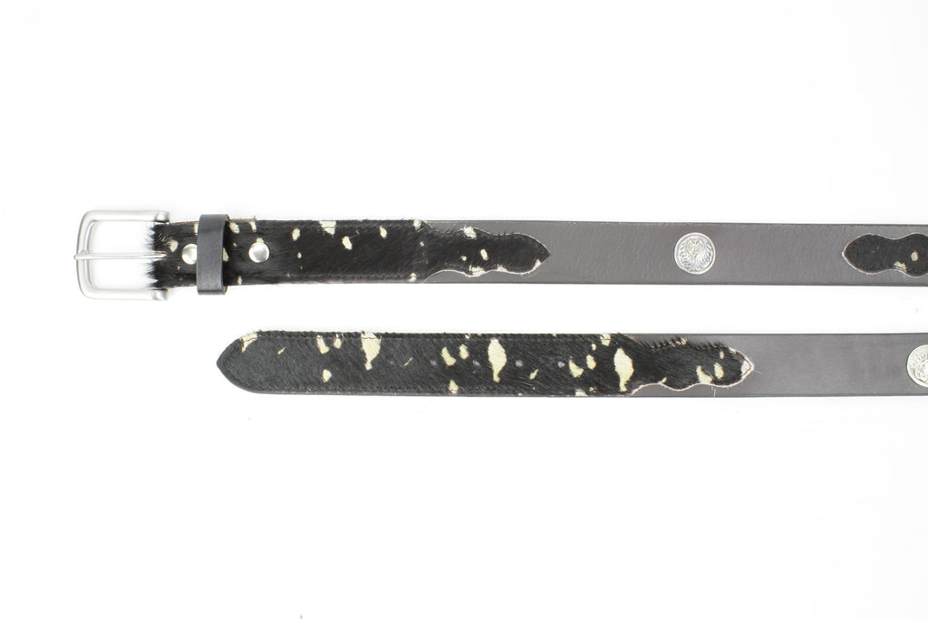 Black Hair-on-Hide Patch Leather Belt