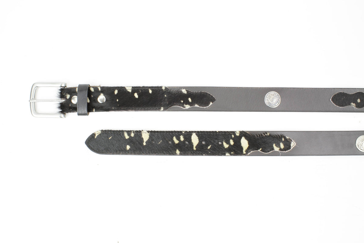 Black Hair-on-Hide Patch Leather Belt