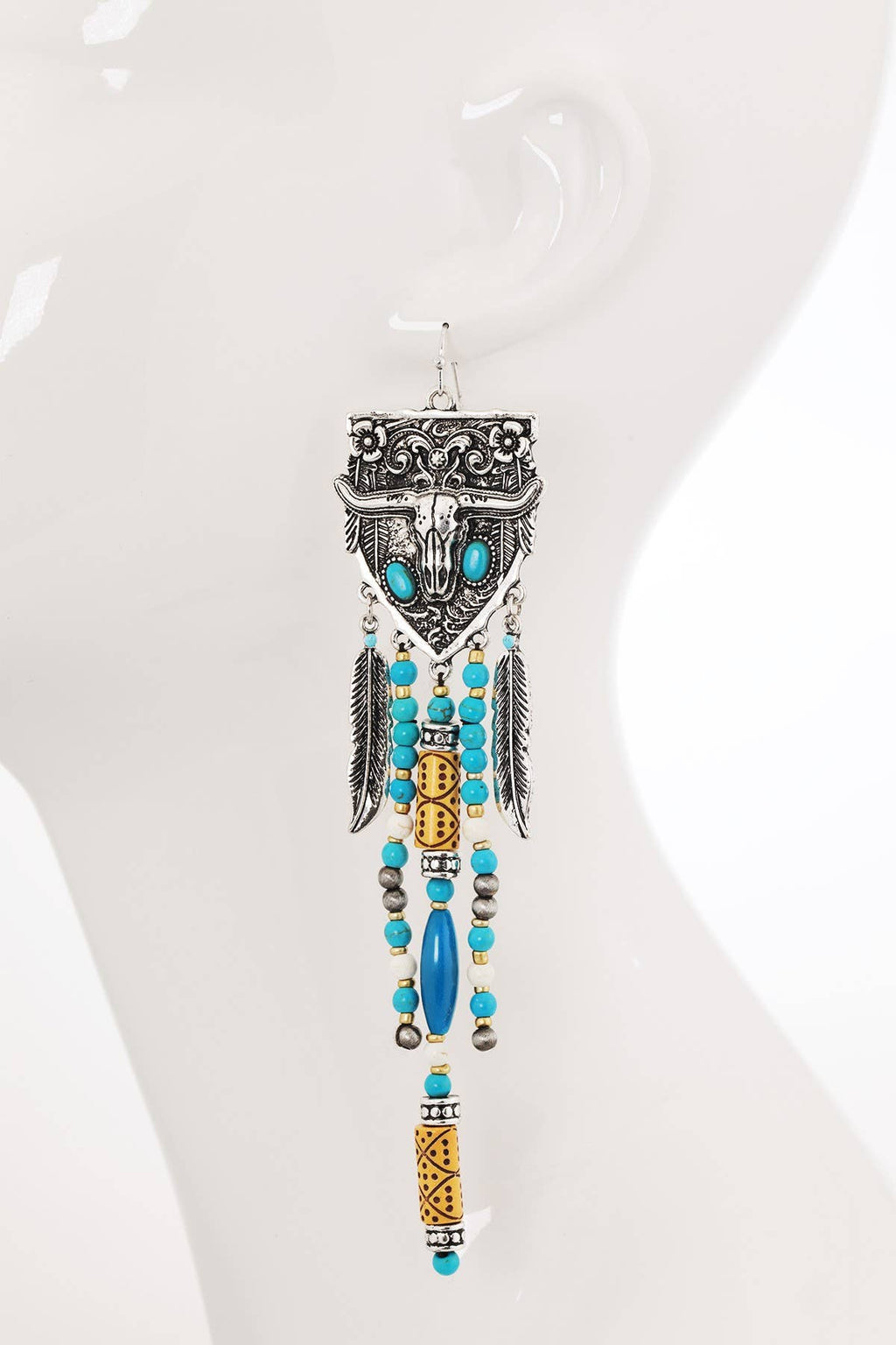 Steer Head Fringe Earrings