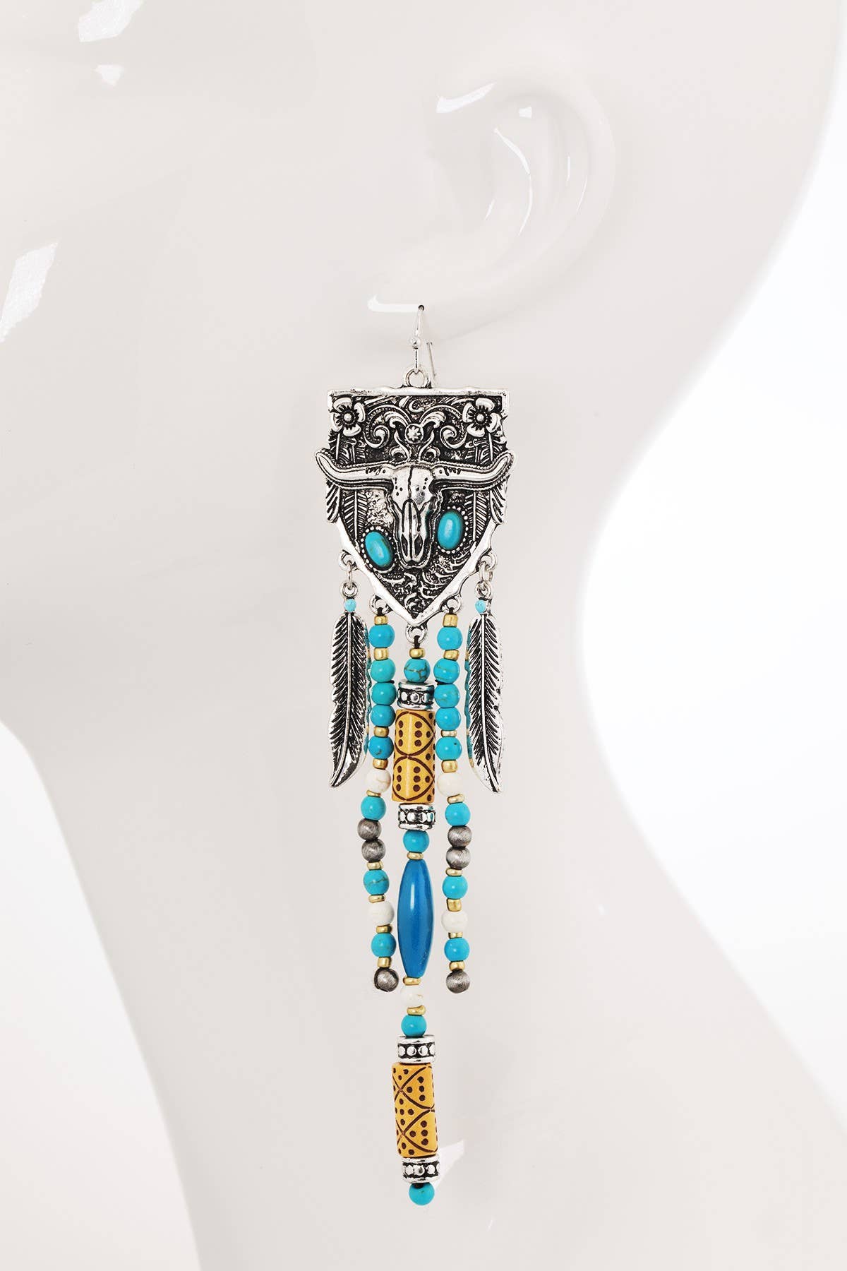 Steer Head Fringe Earrings