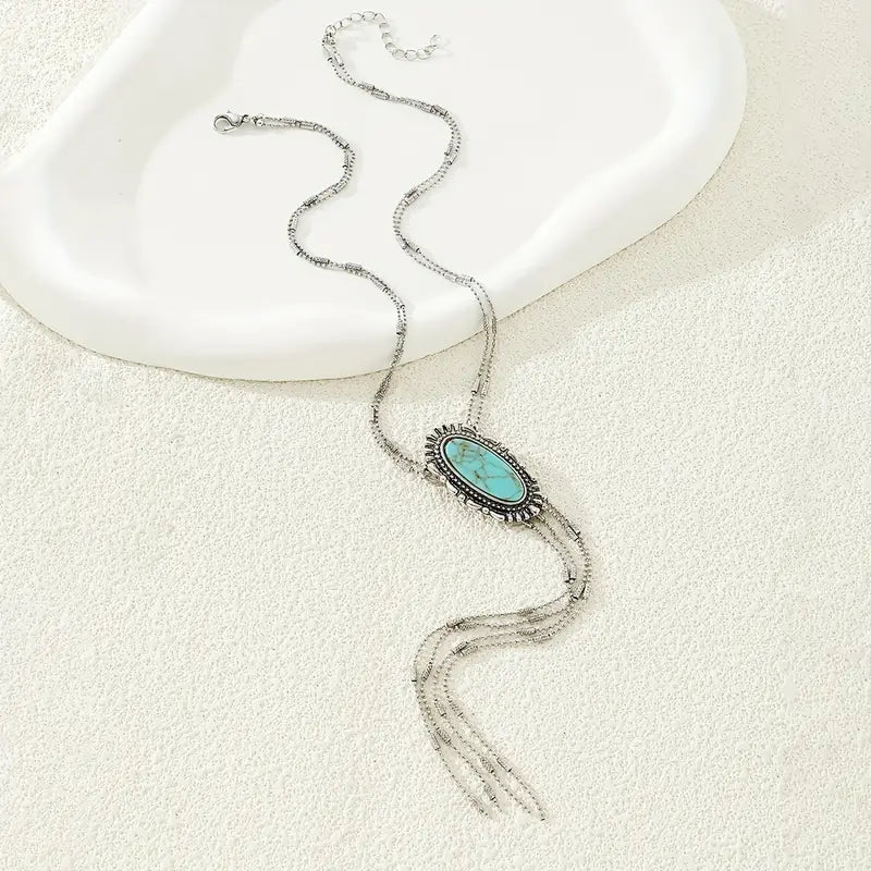 Turquoise Y Chain Necklace