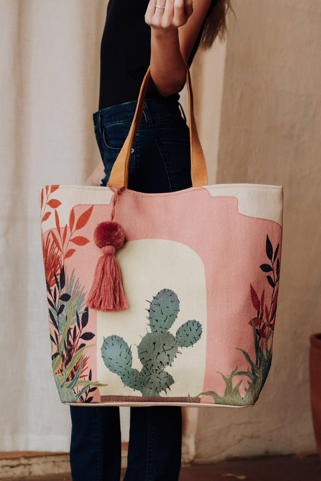 Pink Cactus Landscape Tote