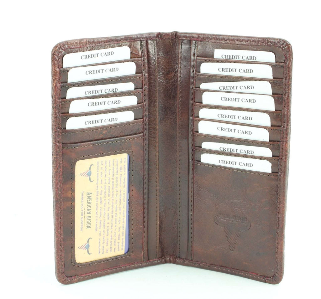 Tooled leather floral filigree Western rodeo wallet